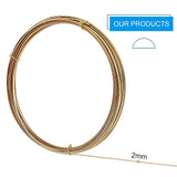 Half Round Brass Wire for Jewelry Making, Raw(Unplated), 2x1mm