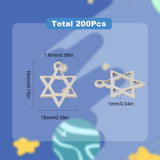 201 Stainless Steel Pendants, Laser Cut, Star of David, Stainless Steel Color, 19x15x1mm, Hole: 1.6mm, 200pcs/box