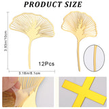 Acrylic Mirror Cake Toppers, Cake Insert Cards, for Cake Decoration, Ginkgo Leaf, Gold, 100x81x1.4mm