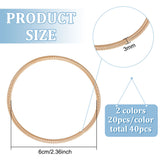 40Pcs 2 Colors Carbon Steel Round Snake Chains Stretch Bracelets Set for Women, Golden & Stainless Steel Color, Inner Diameter: 2-3/8 inch(6cm), 20Pcs/color