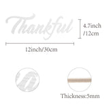 Laser Cut Basswood Wall Sculpture, for Home Decoration Kitchen Supplies, Word Thankful, White, 120x300x5mm