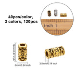 Tibetan Style Alloy Beads, Column, Lead Free & Cadmium Free, Mixed Color, 12x6mm, Hole: 3.5mm, 40pcs/color, 3 colors, 120pcs/box