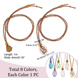 9Pcs 9 Colors Braided Cotton Thread Cords Macrame Pouch Necklace Making, Adjustable Wood Beads Interchangeable Stone Necklace, Mixed Color, 39-3/8 inch(100cm), 1pc/color