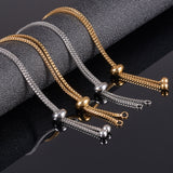 Adjustable 304 Stainless Steel Slider Bracelets Making, Golden & Stainless Steel Color, 9-1/2 inch(24cm), Single Chain: 12cm, 2colors, 5pcs/color, 10pcs/box