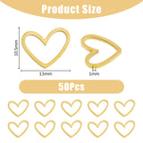 30Pcs 201 Stainless Steel Linking Rings, Laser Cut, Asymmetrical Heart, Real 18K Gold Plated, 10.5x13x1mm