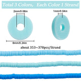 3 Strands 3 Colors Flat Round Handmade Polymer Clay Beads, Disc Heishi Beads for Hawaiian Earring Bracelet Necklace Jewelry Making, Mixed Color, 6x1mm, Hole: 2mm, about 353~378pcs/strand, 17.7 inch, 1 strand/color