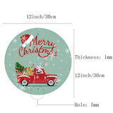 Vintage Metal Tin Sign, Iron Wall Decor for Bars, Restaurants, Cafes Pubs, Flat Round, Colorful, Car with Word Merry Christmas, Christmas Themed Pattern, 300x300x0.3mm