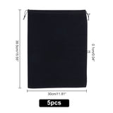 Velvet Drawstring Bags, Rectangle Gift Pouch, Black, 39.5x30cm