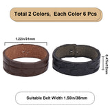 4 Sets 2 Colors Cowhide Belt Loop Keepers, with Iron Findings, for Men's Belt Buckle Accessories, Mixed Color, 12x31mm, 2 sets/color