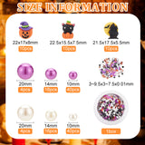 DIY Halloween Theme Vase Fillers for Centerpiece Floating Pearls Candles, Including Moon & Cat & Pumpkin Resin Cabochons, Round Plastic Beads, Nail Art Glitter, Mixed Color