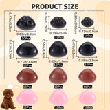 12 Styles Plastic Dog Safety Craft Noses, with Spacer, for DIY Doll Toys Puppet Plush Animal Making, Mixed Color, 12~18x8~16x6.5~18mm, Pin: 4.5~6mm