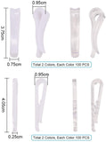 Plastic Clips, for Shirt Packing, White & Clear, 37.5x7.5x9.5mm, 40.5x2.5x9.5mm, 400pcs/set