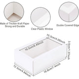 Drawer Kraft Paper Box, Festival Gift Wrapping Boxes, Gift Packaging Boxes, for Jewelry, Wedding Party, with PVC Plastic Windows, White, 18.6x12.3x3.5cm