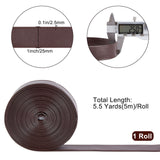 Flat PU Imitation Leather Cord, for Bag Decor, Coconut Brown, 25x2~2.5mm