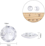 Acrylic Rhinestone Buttons, 2-Hole, Faceted, Flat Round, Crystal, 13x3.5mm, Hole: 1.6mm