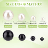 ABS Plastic & Plastic Imitation Pearl Beads, Undrilled/No Hole Beads, Round, Mixed Color, 10~30mm, 200pcs/box