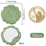 25Pcs Adhesive Wax Seal Stickers, Envelope Seal Decoration, For Craft Scrapbook DIY Gift, Dark Sea Green, Flower, 30mm