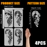 PET Hollow Out Drawing Painting Stencils, for DIY Scrapbook, Photo Album, Woman, 300x150mm, 4pcs/set