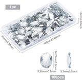 100Pcs Sew on Rhinestone, Acrylic Rhinestone, Garments Accessories, Faceted, Oval, Clear, 18x25mm