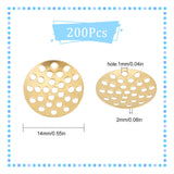 Brass Finger Ring/Brooch Sieve Findings, Perforated Disc Settings, Raw(Unplated), 14x2mm, Hole: 1mm, 200pcs/box