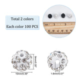 200Pcs 2 Colors Handmade Polymer Clay Rhinestone Beads, Round, Mixed Color, 10x9mm, Hole: 1.8mm, 100pcs/color
