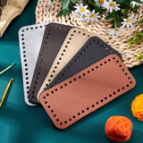 5Pcs 5Colors PU Leather Rectangle Bag Bottom, for Knitting Bag, Women Bags Handmade DIY Accessories, Mixed Color, 18x8x0.4cm, Hole: 4.8mm, 1pc/color