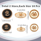 20Pcs 2 Style 1-Hole Alloy Enamel Buttons, Flat Round with Rose Pattern, Black, 17~22x8~9mm, Hole: 2.5mm, 10pcs/style