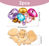 2Pcs Detachable Glass Rhinestone Shoe Decoration, with Alloy Buckle Clip, Colorful, 38.5x64.5x11mm