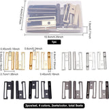 8Sets 4 Colors Zinc Alloy Belt Buckles, Belt Clasp for DIY Woman Belt Accessories, Mixed Color, 55.5x27x6mm, Hole: 4.5mm, 2sets/color