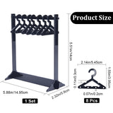 1 Set Coat Hanger Shaped Acrylic Earring Display Stands, Jewelry Organizer Holder for Earring Storage, with 8Pcs Mini Hangers, Black, Finish Product: 14x5.9x14.95cm, 12pcs/set