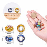 Large Hole Acrylic European Beads, with Silver Tone Brass Double Cores, Rondelle, Mixed Color, 14x9mm, Hole: 5mm, 50pcs/box, 2boxes/set, about 100pcs/set