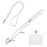 1 Set Plastic Imitation Pearl Beaded Universal Adjustable Cell Phone Strap Crossbody Neck Strap Phone Charms, with PVC Plastic Phone Tether Tab for Phones Full Coverage Case, White, 63x0.8cm
