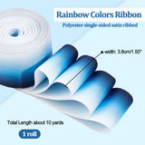 Gradient Color Polyester Grosgrain Ribbons, Flat, Prussian Blue, 1-1/2 inch(38mm), 10 Yards/Roll