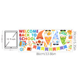 PVC Wall Stickers, for School Wall Decoration, Gnome/Dwarf Pattern & Word WELCOME BACK TO SCHOOL, Colorful, 860x390mm