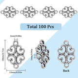 100Pcs Tibetan Style Connector Charms, Lead Free and Cadmium Free, Flower Links, Antique Silver, 18x13x1mm, Hole: 2mm