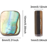 Natural Abalone Shell/Paua Shell Beads, Rectangle, 10x8x3.5~4mm, Hole: 1mm, 20pcs/box