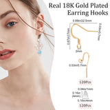 120Pcs Brass Earring Hooks, with Horizontal Loop, Long-Lasting Plated, with 120Pcs Plastic Ear Nuts, Golden, 17x22.5x0.7mm, Hole: 2mm, 21 Gauge, Pin: 0.7mm