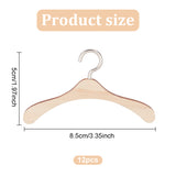 12Pcs Wood Doll Clothes Hangers, with Iron Hook, for Doll Clothing Outfits Hanging Supplies, 50x84.5x4.5mm