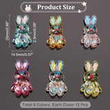 72Pcs 6 Colors Transparent Acrylic Beads, with Enamel, AB Color Plated, Rabbit, Mixed Color, 25x14.5x11mm, Hole: 2.5mm, 12pcs/color