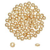 8-Petal 304 Stainless Steel Flower Bead Caps, Golden, 7x2mm, Hole: 2.1mm, 120pcs/box