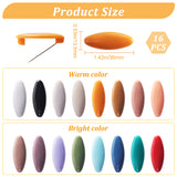 16Pcs 8 Color Plastic Blank Oval Brooch Pins, Scarf Hijab Lapel Pin Buckles for Ladies Hair Dressing Accessories, Colorful, 36x13.5x9mm, 2Pcs/color