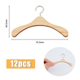 12Pcs Miniature Wood Doll Clothes Hangers, with Iron Hooks, for Dollhouse Closet Accessories Pretending Prop Decorations, Navajo White, 46.5x74.5x4.5mm