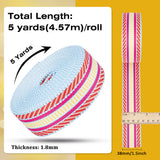 5 Yards Ethnic Style Polyester Jacquard Stripe Ribbons, Garment Accessories, Camellia, 1-1/2 inch(38mm), about 5.00 Yards(4.57m)/Roll