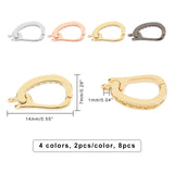 Brass Micro Pave Cubic Zirconia Fold Over Clasps, Lead Free & Cadmium Free, Clear, Mixed Color, 7x14mm, Hole: 1mm, 4 colors, 2pcs/color, 8pcs/box
