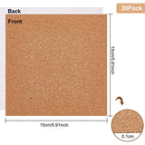 Cork Drink Coasters, Cup Mat, Hot Pad, with Self-adhesive Back, Square, Peru, 150x150x1mm