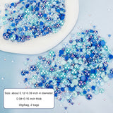 Opaque & Transparent Resin Cabochons, Imitation Shell & Pearl, Half Round, Blue, 3~10x1~4mm, 30g/bag