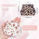 3Pcs 3 Style Cloth Change Purse, Small Wallet, with Iron Kiss Lock Frame, Mixed Patterns, 8.5~9.1x9.1~10.2x0.8~0.9cm, 1 pc/style