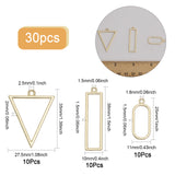 30Pcs 3 Styles Alloy Open Back Bezel Pendants, For DIY UV Resin, Epoxy Resin, Pressed Flower Jewelry, Light Gold, 25~38x11~27.5x1.5~2mm, Hole: 1.5~2.5mm, 10pcs/style