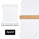 Hollow Cotton Lace Ribbon, Embroidery Flower Ribbon, for Costume Decoration, White, 9-1/8~9-1/4  inch(230~235mm)