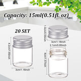 Glass Empty Cosmetic Containers, with Aluminum Screw Top Lids, Clear, 3x4.2cm, Inner Diameter: 2.1cm, Capacity: 15ml(0.51fl. oz)